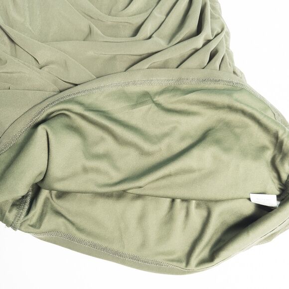 Prettygarden One Shoulder Ruched Bodycon Asymmetric Midi Dress Size Medium Green - Picture 15 of 16